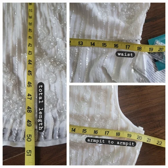 NWT Mac Duggal 70260 White Striped Beaded Floral Embellish Sleeveless Midi Dress - Picture 16 of 16